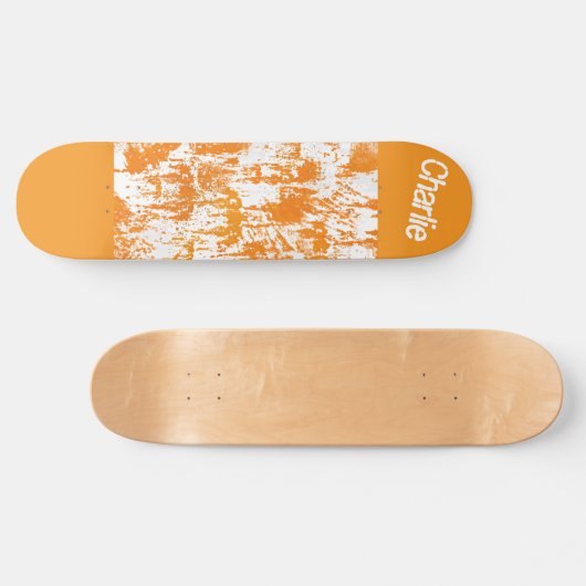 Oranje penseelstreken op witte achtergrond skateboard (Horizontaal)