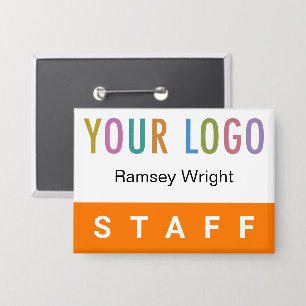 Oranje Personeel Pin Back Badge Naam Button met Lo