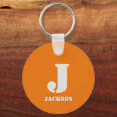 Oranje persoonlijke monogram Sleutelhanger (Voorkant)
