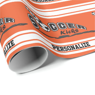 Oranje Persoonlijke Voetbal Cadeaupapier