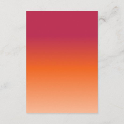 Oranje perzik maroon zonsondergang modern script informatiekaartje (Achterkant)