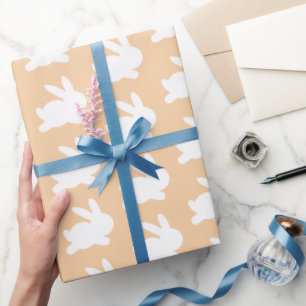 Oranje perzik witte konijnenpastel cadeaupapier