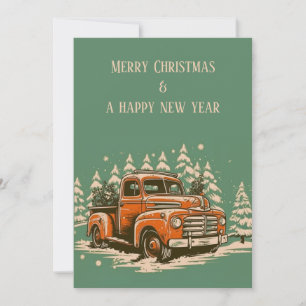 Oranje pick-up kerstkaart