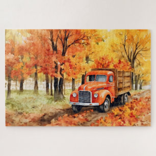 Oranje pick-up truck in het najaar 20x30 legpuzzel