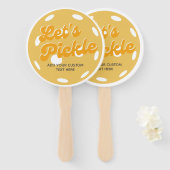 Oranje Pickleball Laten we gepersonaliseerde tekst Handwaaier (Voorkant en achterkant)