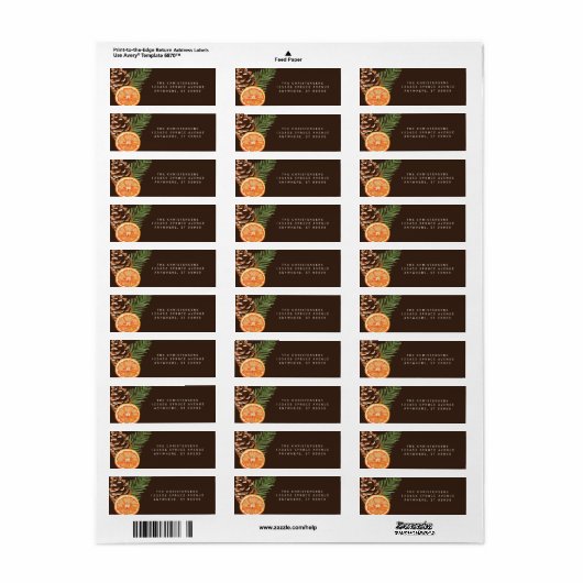 Oranje Pinecone Pine Sprig Custom Adresetiketten Etiket (Full Sheet)