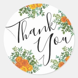 Oranje Pioen & Roos Bloemen Sticker Envelope Seal