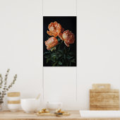 Oranje Pioenrozen Bloemen Art Print Poster (Keuken)