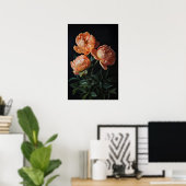 Oranje Pioenrozen Bloemen Art Print Poster (Thuiskantoor)