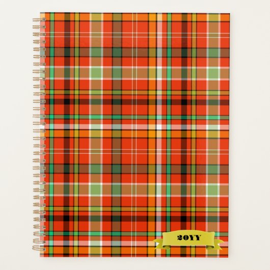 Oranje Plaid Gepersonaliseerde Dagplanner Planner (Voorkant)