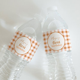 Oranje Plaid Pompoen Verjaardag Water Fles Labels Waterfles Etiket