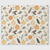 Oranje plakjes en Pine Christmas Cadeaupapier (Vlak)