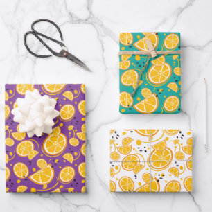 Oranje plakken Citrus Sweet Fruit Design Pattern Inpakpapier Vel