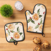 Oranje plakken ovenwant & pannenlap set (Top down)
