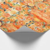 Oranje plakken verse Waterverf Citrus ontwerp Cadeaupapier (Hoek)
