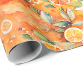 Oranje plakken verse Waterverf Citrus ontwerp Cadeaupapier (Rol Hoek)