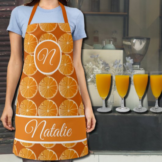 Oranje plakpatroon - monogramme Schort