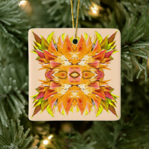 ORANJE PLANT - Digitale fractale kunst - Keramisch Ornament