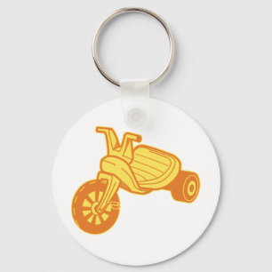 Oranje plastic driewielig grafisch sleutelhanger
