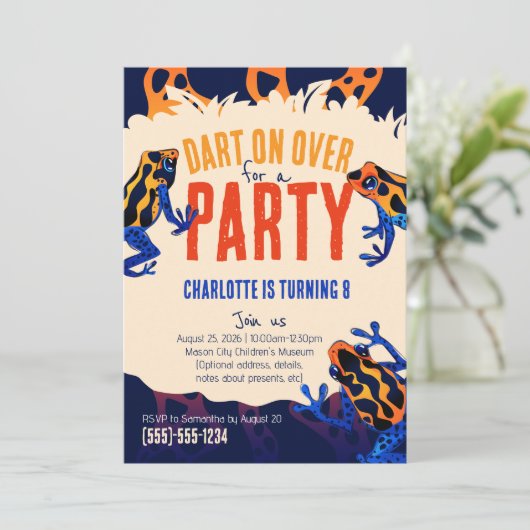 Oranje Poison Dart Frog Verjaardagsuitnodiging Kaart (Staand voorkant)
