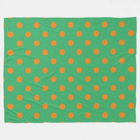 Oranje polaire dots op groen fleece deken (Voorkant (Horizontaal))