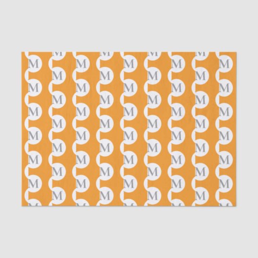Oranje polka dot monogram tissuepapier (Voorkant)