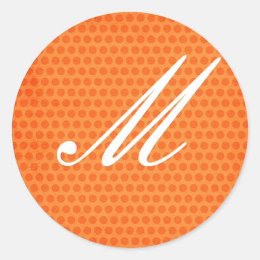 Oranje Polka Dot Monogrammed Sticker (Voorkant)