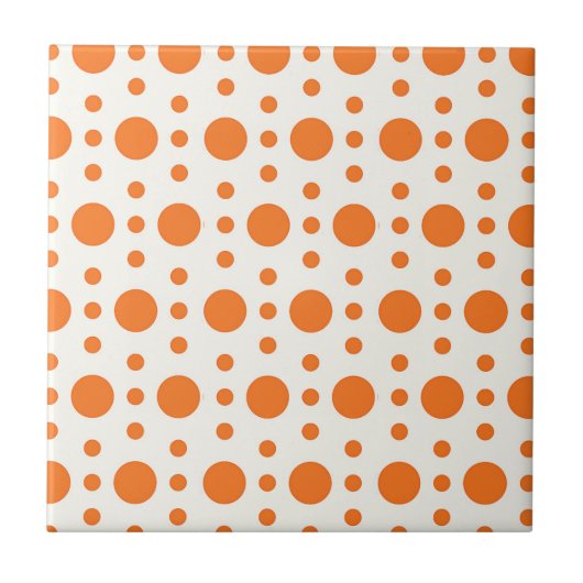 Oranje Polka Dot Retro Design Tegeltje (Voorkant)
