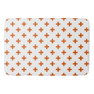 Oranje polka kruist wit badmat