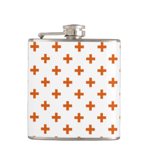 Oranje polka kruist wit heupfles