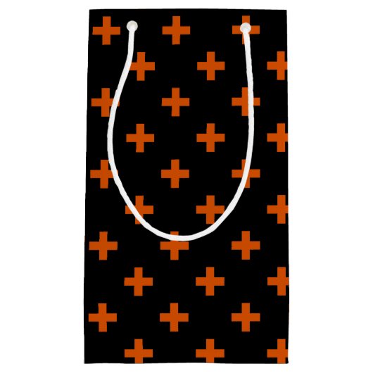 Oranje polka kruist zwart klein cadeauzakje (Voorkant)