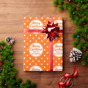 Oranje polka stippen kerst inpakpapier