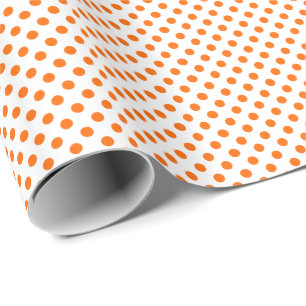 Oranje polka stippen op wit cadeaupapier