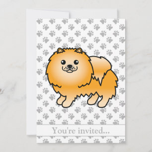 Oranje Pomeranian Lieve Cartoon Hond Verjaardagsfe Kaart