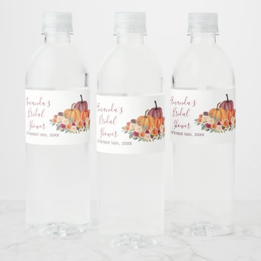 Oranje pompoen, bijtende Floral verbrand Waterfles Etiket (Flessen)