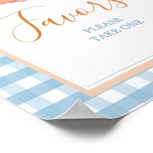 Oranje pompoen Boho Blue Gingham Favorieten Teken Poster (Hoek)