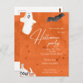 Oranje Pompoen & Geest Halloween Feest Uitnodiging (Voorkant / Achterkant)