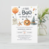 Oranje pompoen Halloween een Little Boo Baby showe Kaart (Staand voorkant)
