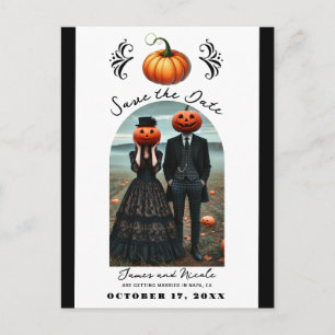 Oranje Pompoen Halloween Herfst Foto Save the Date Aankondigingskaart