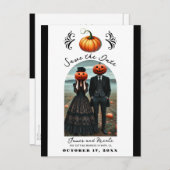 Oranje Pompoen Halloween Herfst Foto Save the Date Aankondigingskaart (Voorkant / Achterkant)