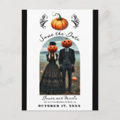 Oranje Pompoen Halloween Herfst Foto Save the Date Aankondigingskaart (Voorkant)