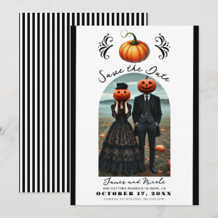 Oranje Pompoen Halloween Herfst Foto Save the Date Kaart