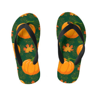 Oranje pompoen herfst bladeren patroon kinder teenslippers