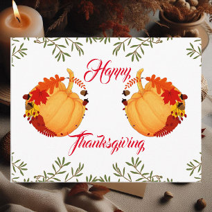 Oranje pompoen Herfst Maple Acorn Happy Thanksgivi Feestdagenkaart