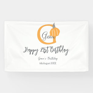 Oranje pompoen herfst Verjaardag 21e Grijze Pastel Spandoek