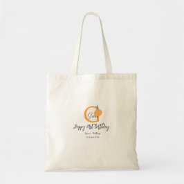 Oranje pompoen herfst Verjaardag 21e Grijze Pastel Tote Bag