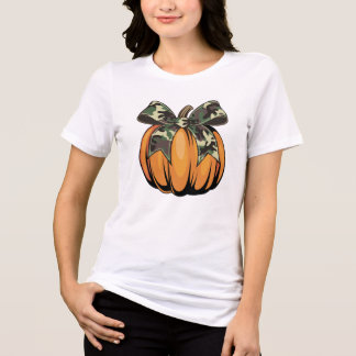 Oranje Pompoen met Camouflage Boog Herfst Hallowee Tri-Blend Shirt