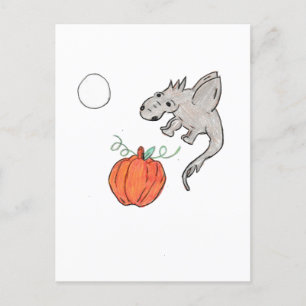 Oranje pompoen met draak briefkaart