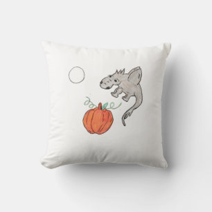 Oranje pompoen met draak kussen