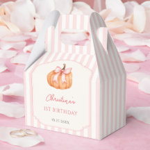 Oranje Pompoen Roze Strik 1e Verjaardag